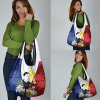 Philippines Rizal Day Grocery Bag Filipino Sampaguita Grunge Style - Polynesian Pride