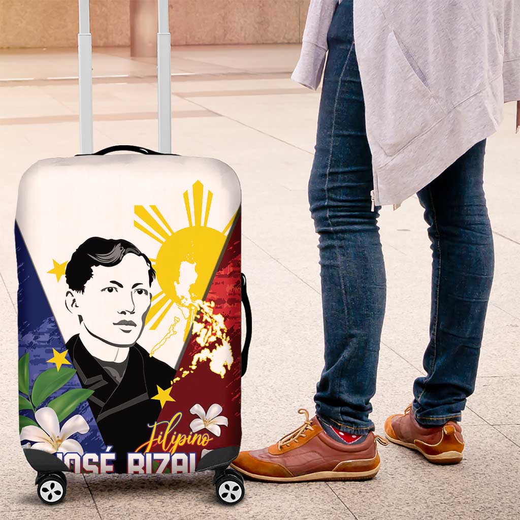 Philippines Rizal Day Luggage Cover Filipino Sampaguita Grunge Style - Polynesian Pride