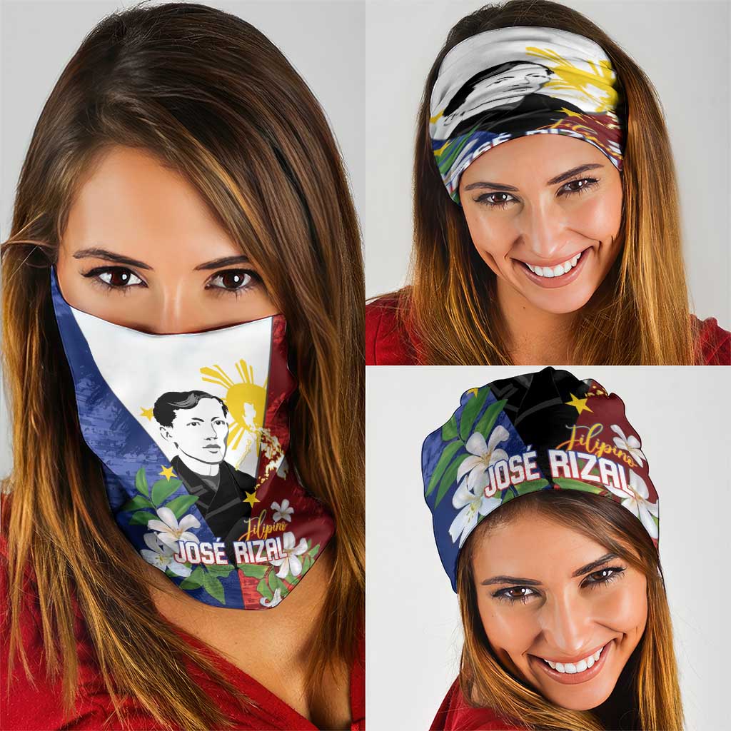 Philippines Rizal Day Neck Gaiter Filipino Sampaguita Grunge Style - Polynesian Pride