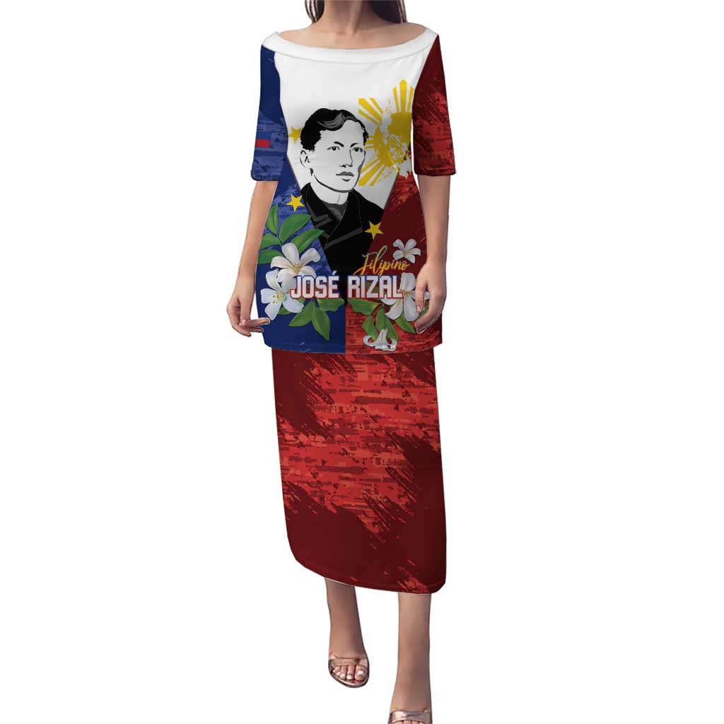 Philippines Rizal Day Puletasi Filipino Sampaguita Grunge Style - Polynesian Pride