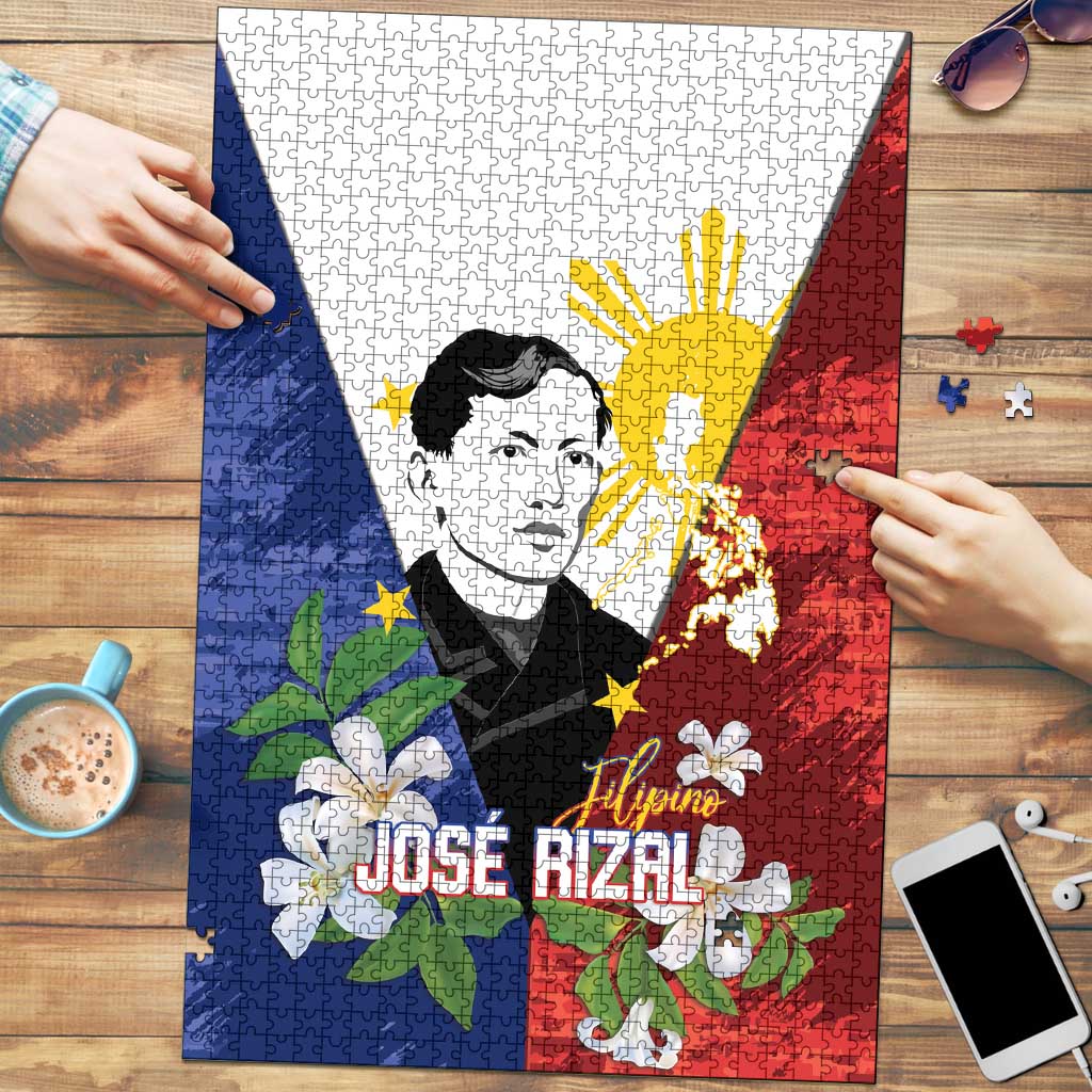 Philippines Rizal Day Puzzle Filipino Sampaguita Grunge Style - Polynesian Pride