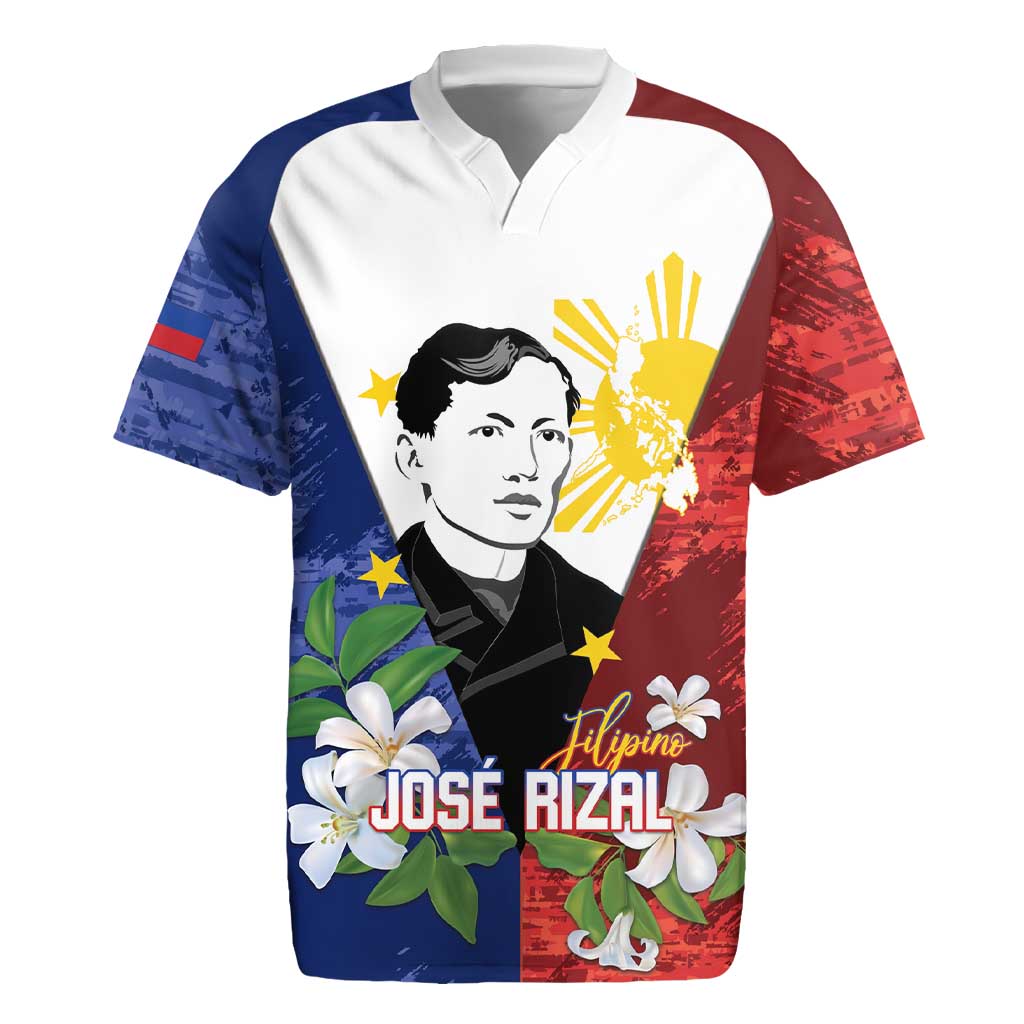 Philippines Rizal Day Rugby Jersey Filipino Sampaguita Grunge Style - Polynesian Pride