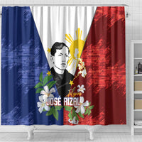 Philippines Rizal Day Shower Curtain Filipino Sampaguita Grunge Style - Polynesian Pride