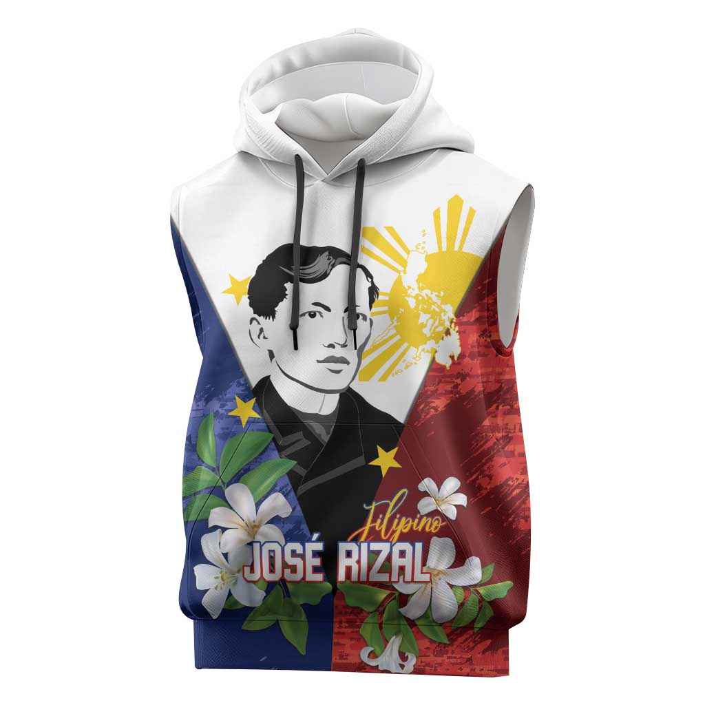 Philippines Rizal Day Sleeveless Hoodie Filipino Sampaguita Grunge Style - Polynesian Pride