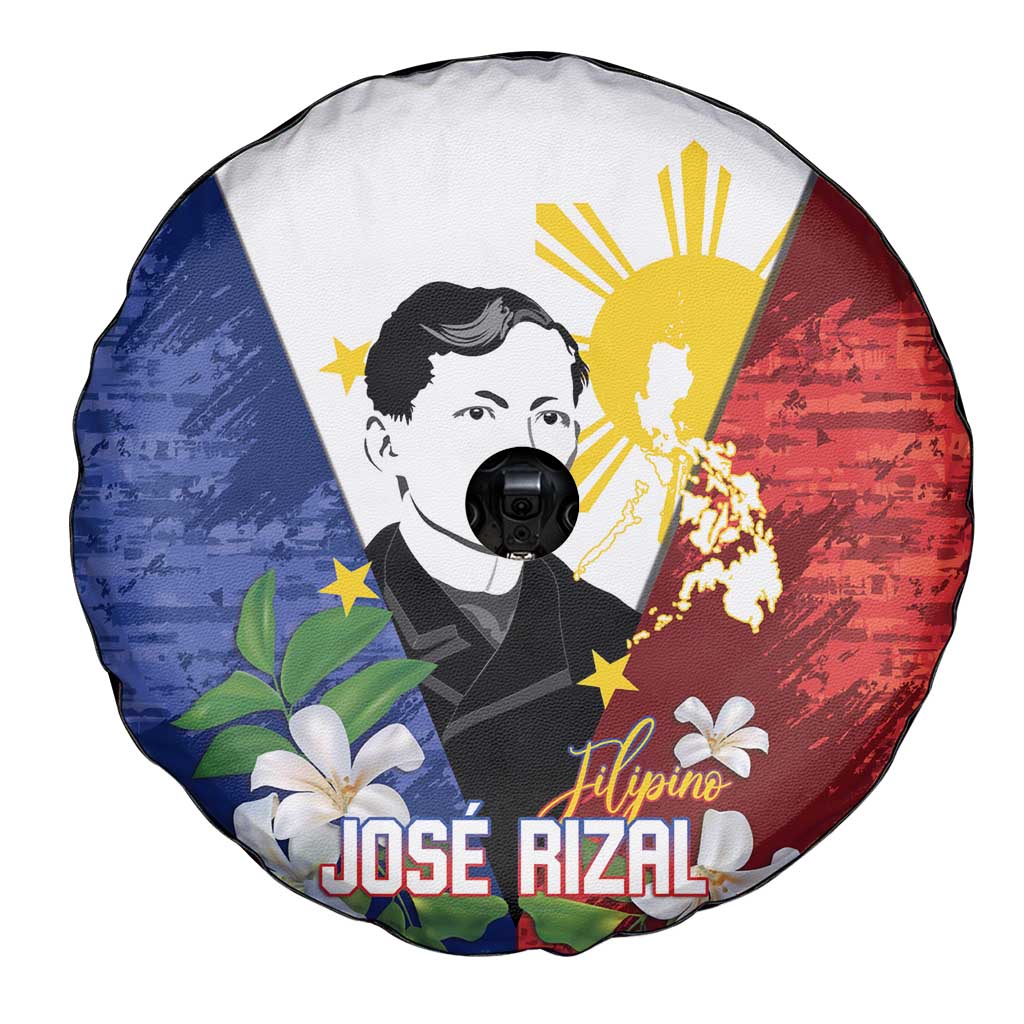 Philippines Rizal Day Spare Tire Cover Filipino Sampaguita Grunge Style - Polynesian Pride