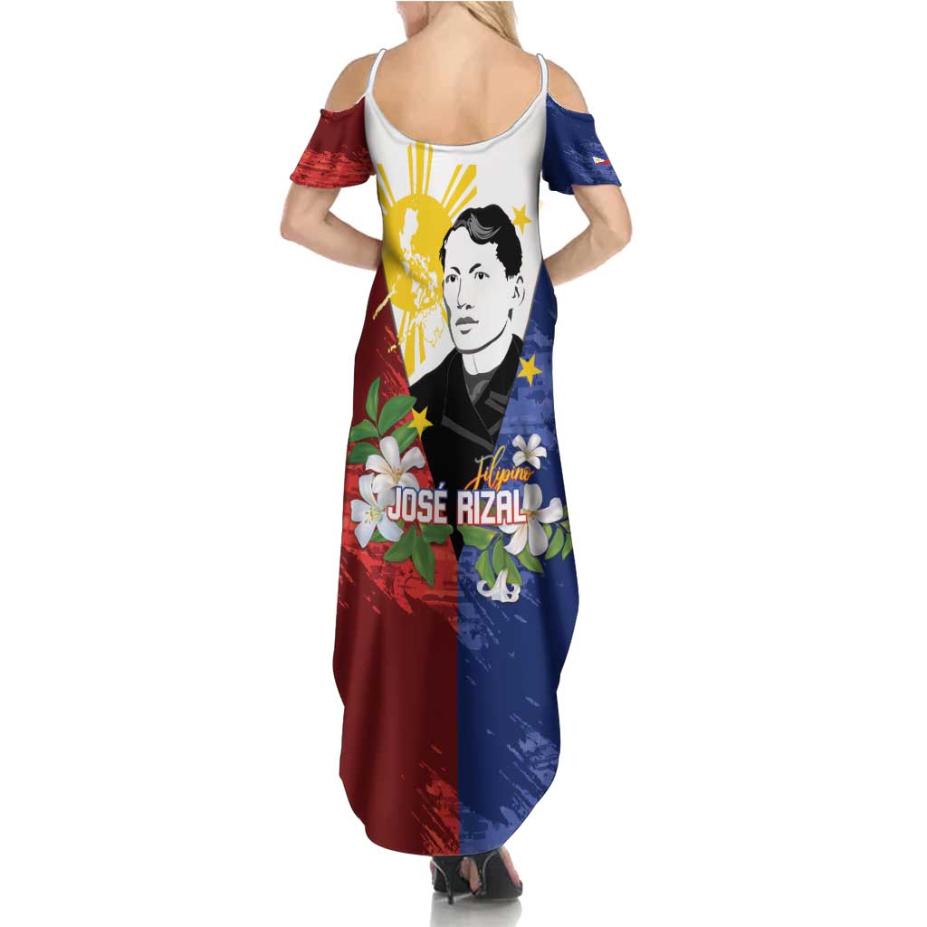 Philippines Rizal Day Summer Maxi Dress Filipino Sampaguita Grunge Style - Polynesian Pride