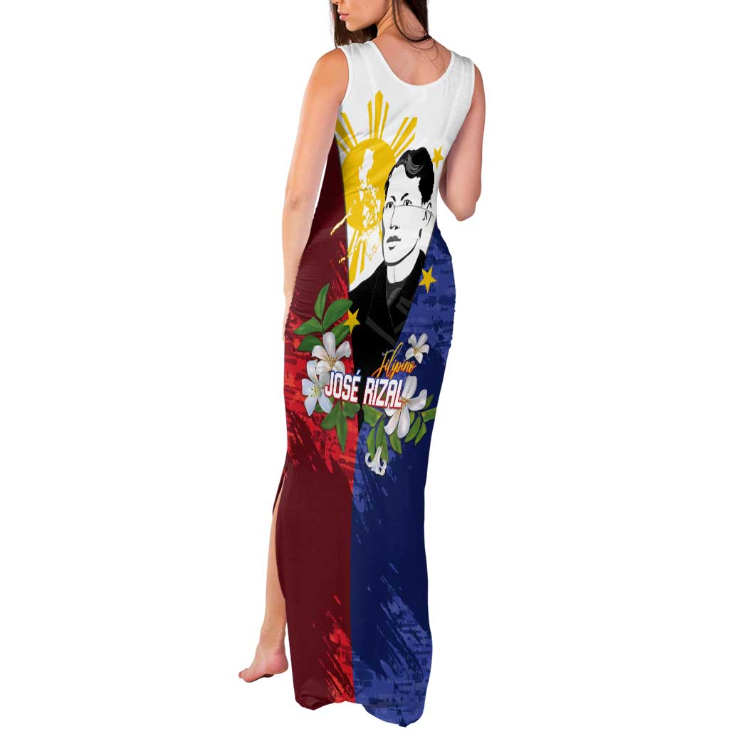 Philippines Rizal Day Tank Maxi Dress Filipino Sampaguita Grunge Style - Polynesian Pride