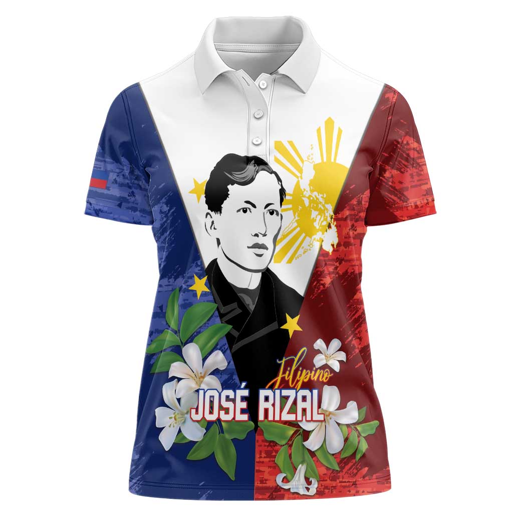 Philippines Rizal Day Women Polo Shirt Filipino Sampaguita Grunge Style - Polynesian Pride