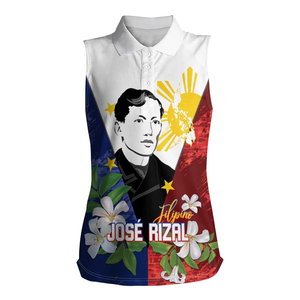 Philippines Rizal Day Women Sleeveless Polo Shirt Filipino Sampaguita Grunge Style - Polynesian Pride