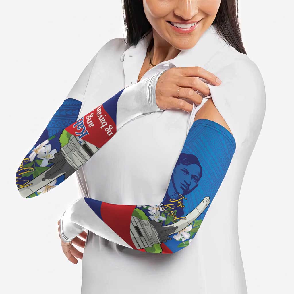 Philippines Rizal Day Arm Sleeves Filipino Motto Stella Polynesian Pattern - Polynesian Pride