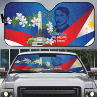 Philippines Rizal Day Auto Sun Shade Filipino Motto Stella Polynesian Pattern LT14 Blue - Polynesian Pride