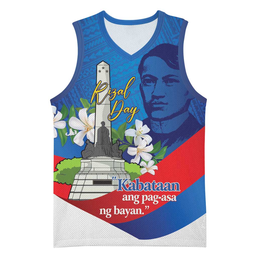 Philippines Rizal Day Basketball Jersey Filipino Motto Stella Polynesian Pattern - Polynesian Pride