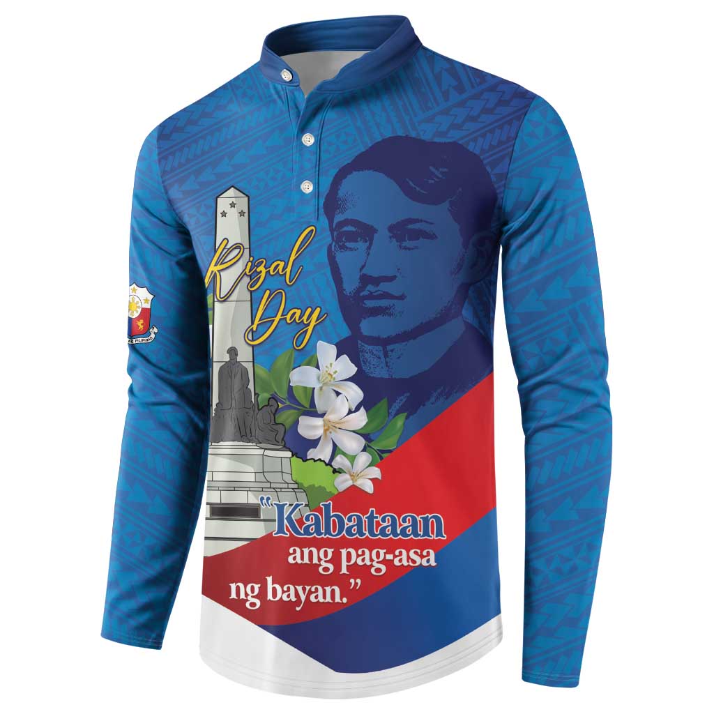 Philippines Rizal Day Button Sweatshirt Filipino Motto Stella Polynesian Pattern - Polynesian Pride