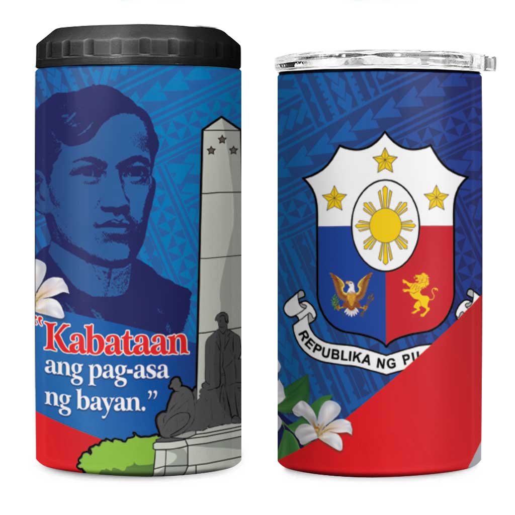 Philippines Rizal Day 4 in 1 Can Cooler Tumbler Filipino Motto Stella Polynesian Pattern - Polynesian Pride
