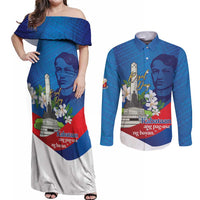 Philippines Rizal Day Couples Matching Off Shoulder Maxi Dress and Long Sleeve Button Shirt Filipino Motto Stella Polynesian Pattern - Polynesian Pride