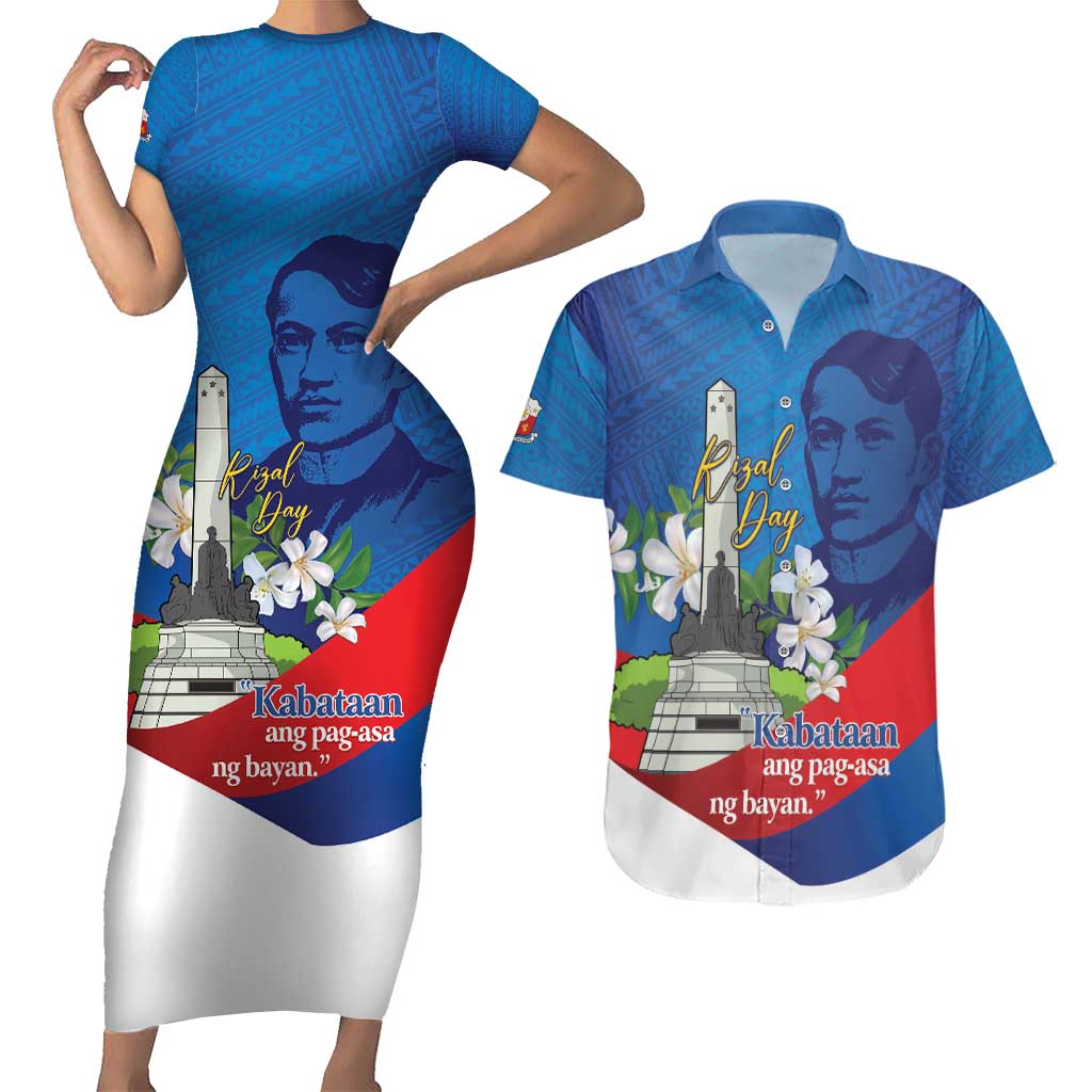 Philippines Rizal Day Couples Matching Short Sleeve Bodycon Dress and Hawaiian Shirt Filipino Motto Stella Polynesian Pattern - Polynesian Pride