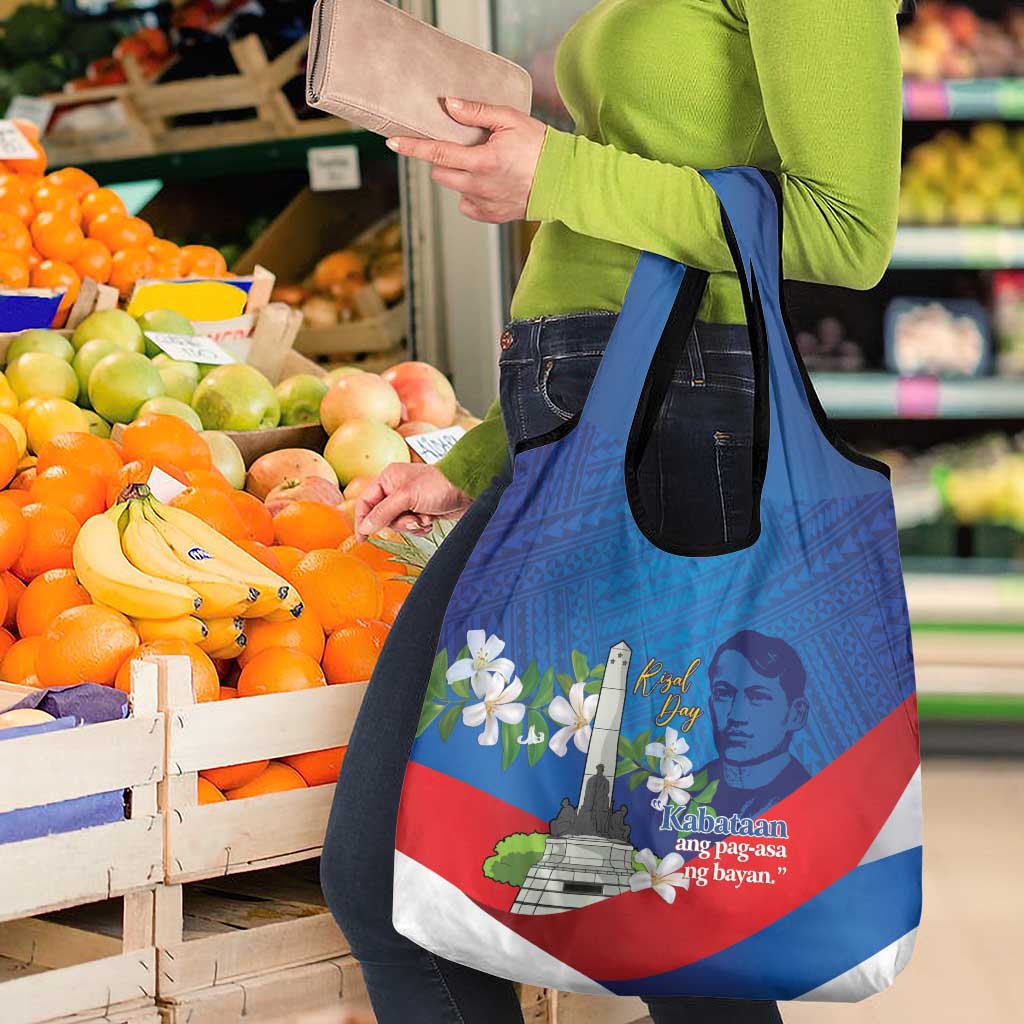 Philippines Rizal Day Grocery Bag Filipino Motto Stella Polynesian Pattern - Polynesian Pride