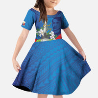 Philippines Rizal Day Kid Short Sleeve Dress Filipino Motto Stella Polynesian Pattern - Polynesian Pride