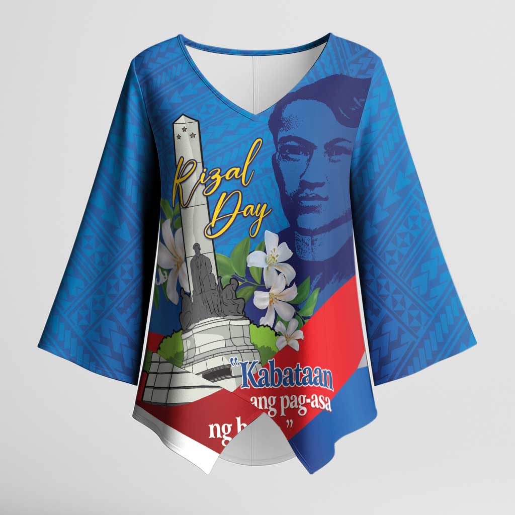 Philippines Rizal Day Kimono Sleeve Blouse Filipino Motto Stella Polynesian Pattern - Polynesian Pride