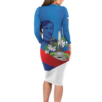 Philippines Rizal Day Long Sleeve Bodycon Dress Filipino Motto Stella Polynesian Pattern - Polynesian Pride