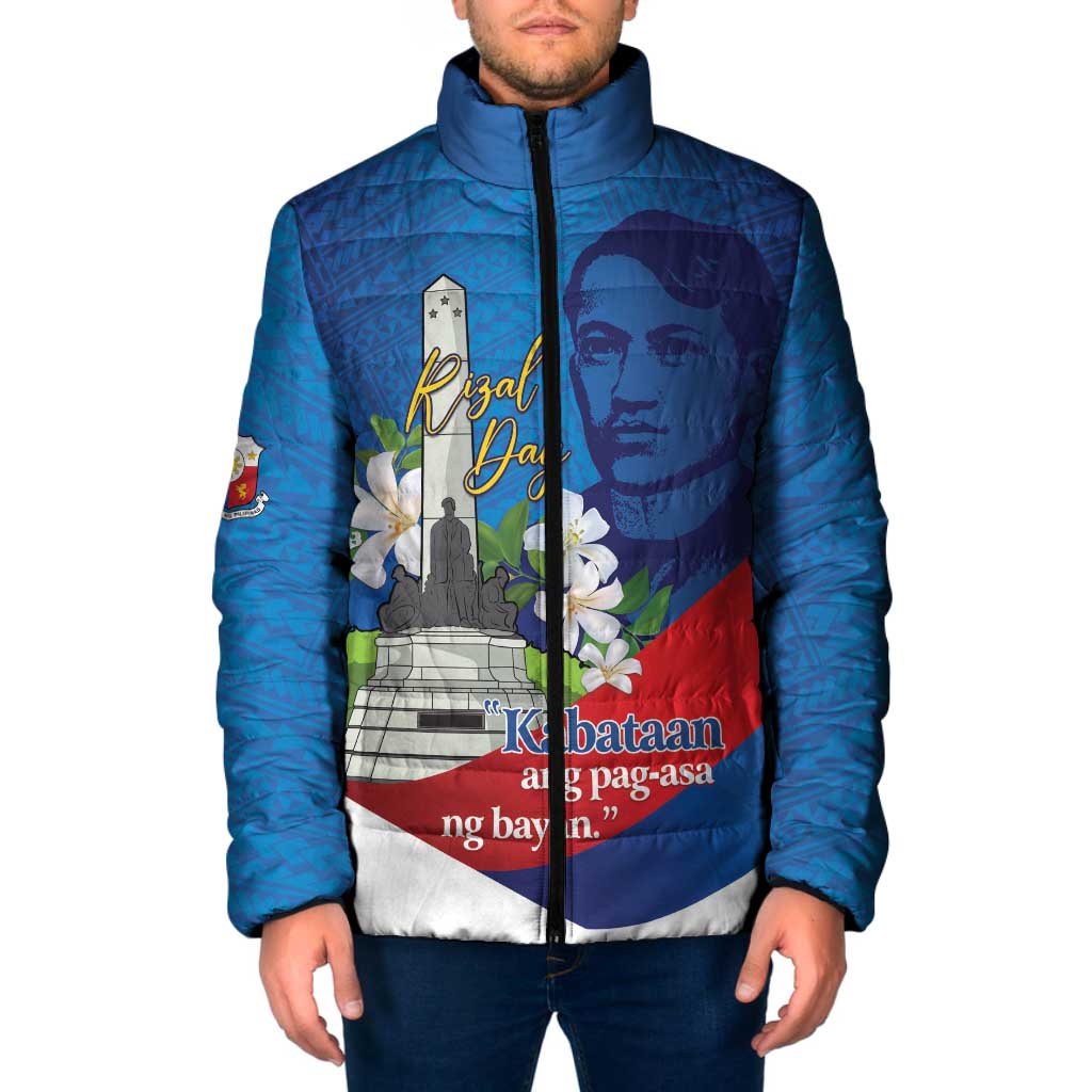 Philippines Rizal Day Padded Jacket Filipino Motto Stella Polynesian Pattern - Polynesian Pride