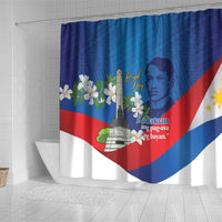 Philippines Rizal Day Shower Curtain Filipino Motto Stella Polynesian Pattern - Polynesian Pride