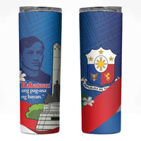 Philippines Rizal Day Skinny Tumbler Filipino Motto Stella Polynesian Pattern - Polynesian Pride