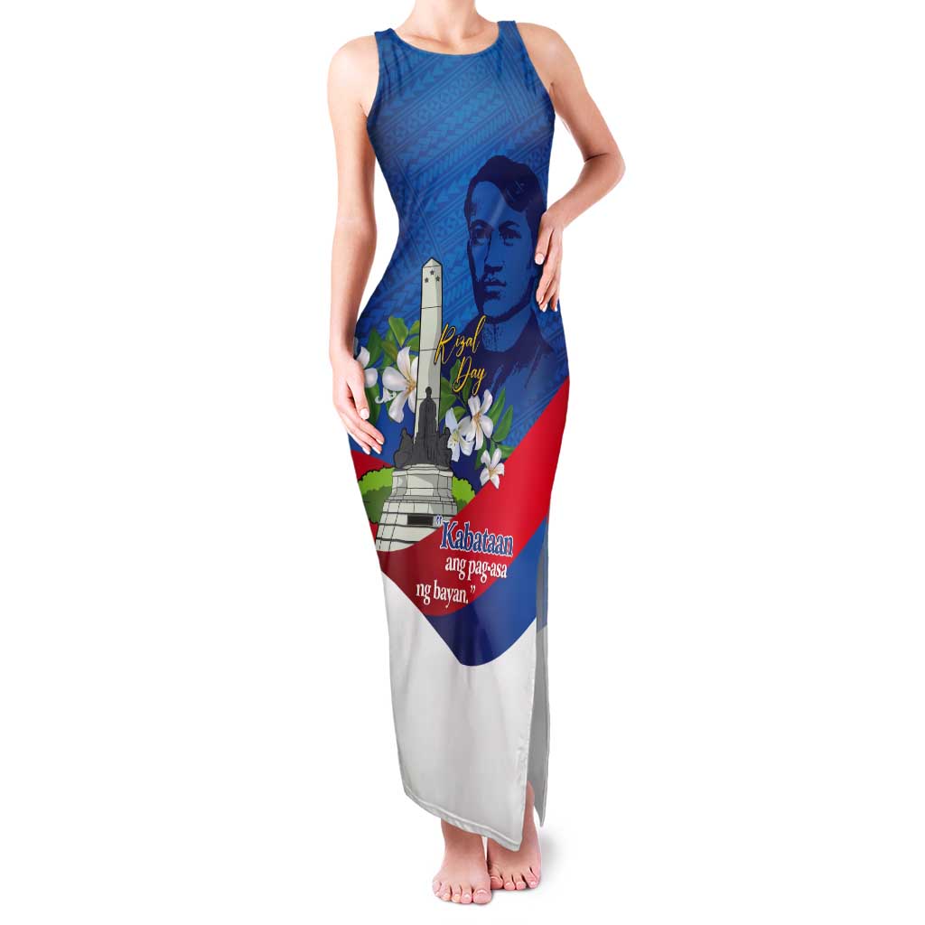 Philippines Rizal Day Tank Maxi Dress Filipino Motto Stella Polynesian Pattern - Polynesian Pride