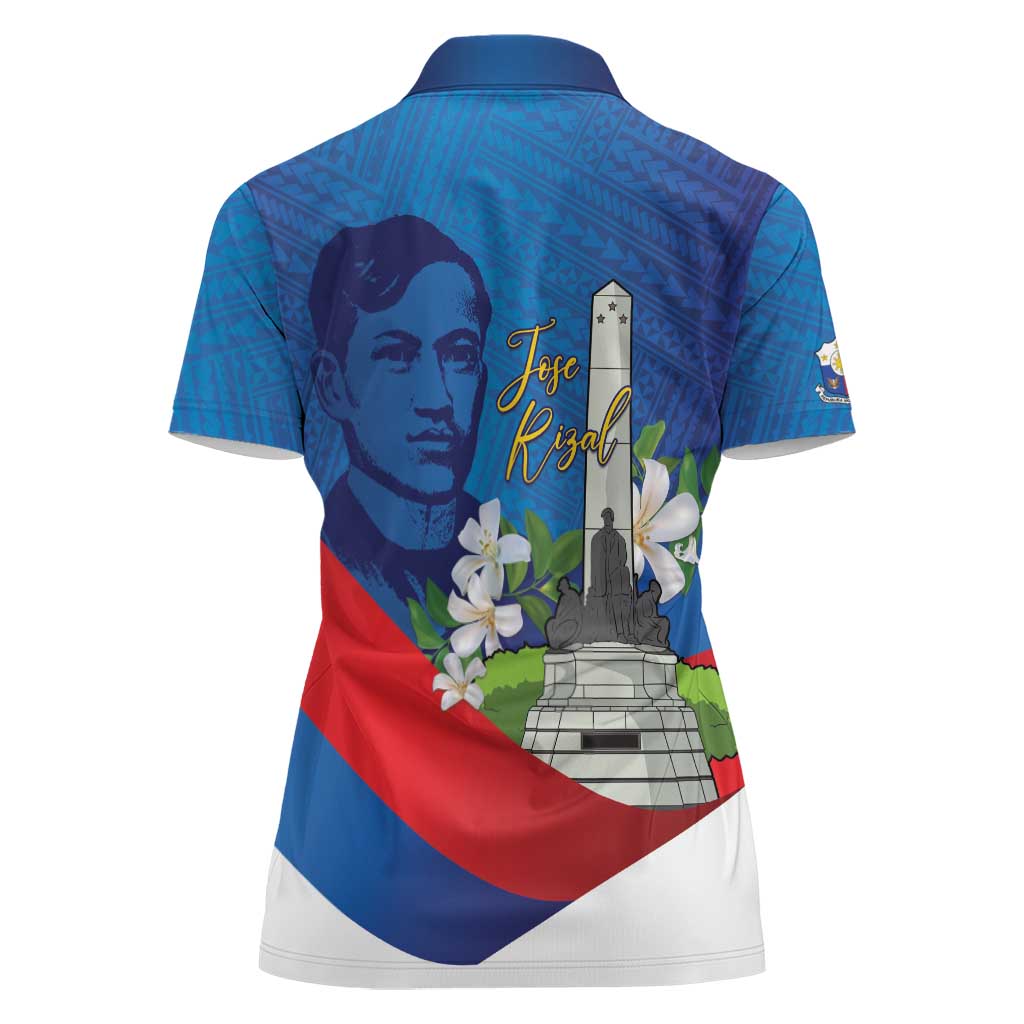 Philippines Rizal Day Women Polo Shirt Filipino Motto Stella Polynesian Pattern - Polynesian Pride