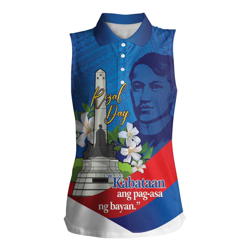 Philippines Rizal Day Women Sleeveless Polo Shirt Filipino Motto Stella Polynesian Pattern - Polynesian Pride