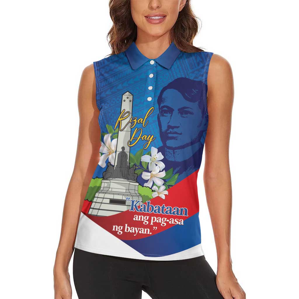 Philippines Rizal Day Women Sleeveless Polo Shirt Filipino Motto Stella Polynesian Pattern - Polynesian Pride