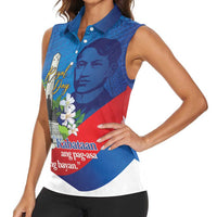 Philippines Rizal Day Women Sleeveless Polo Shirt Filipino Motto Stella Polynesian Pattern - Polynesian Pride