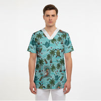 Aloha Hawaii Surfing Tropical Seamless Scrub Top LT14 - Polynesian Pride