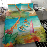 Surfing Paradise Hawaii Bedding Set Tropical Flowers Beachy Vibes LT14 - Polynesian Pride