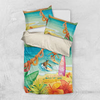 Surfing Paradise Hawaii Bedding Set Tropical Flowers Beachy Vibes LT14 US Twin 172cm x 218cm Multicolor - Polynesian Pride