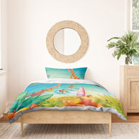Surfing Paradise Hawaii Bedding Set Tropical Flowers Beachy Vibes LT14 - Polynesian Pride