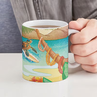 Surfing Paradise Hawaii Ceramic Mug Tropical Flowers Beachy Vibes LT14 - Polynesian Pride