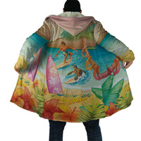 Surfing Paradise Hawaii Cloak Tropical Flowers Beachy Vibes LT14 - Polynesian Pride