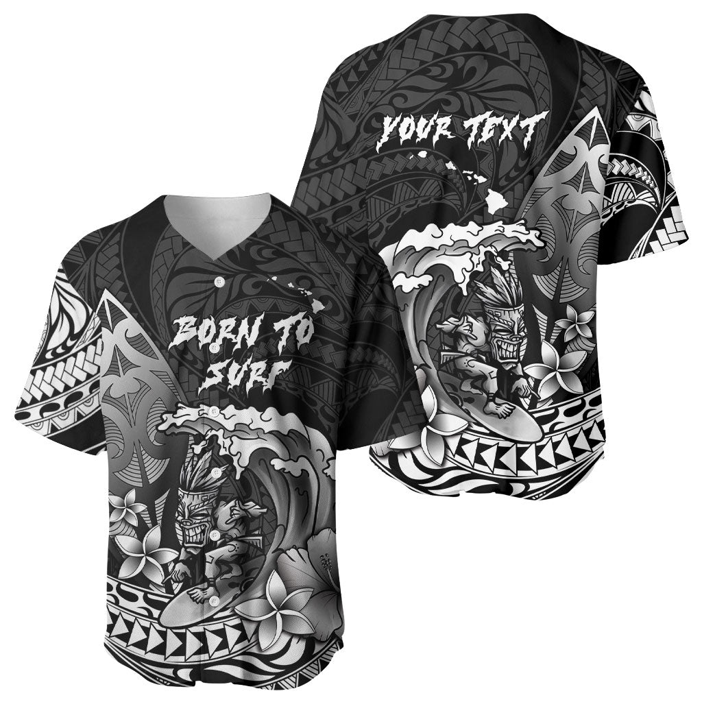 Hawaii Surfing Personalized Baseball Jersey Born To Surf Tiki Hawaiian Pattern LT14 - Polynesian Pride