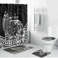 Hawaii Surfing Personalized Bathroom Set Born To Surf Tiki Hawaiian Pattern LT14 Bathroom Set (4 pcs) Black - Polynesian Pride