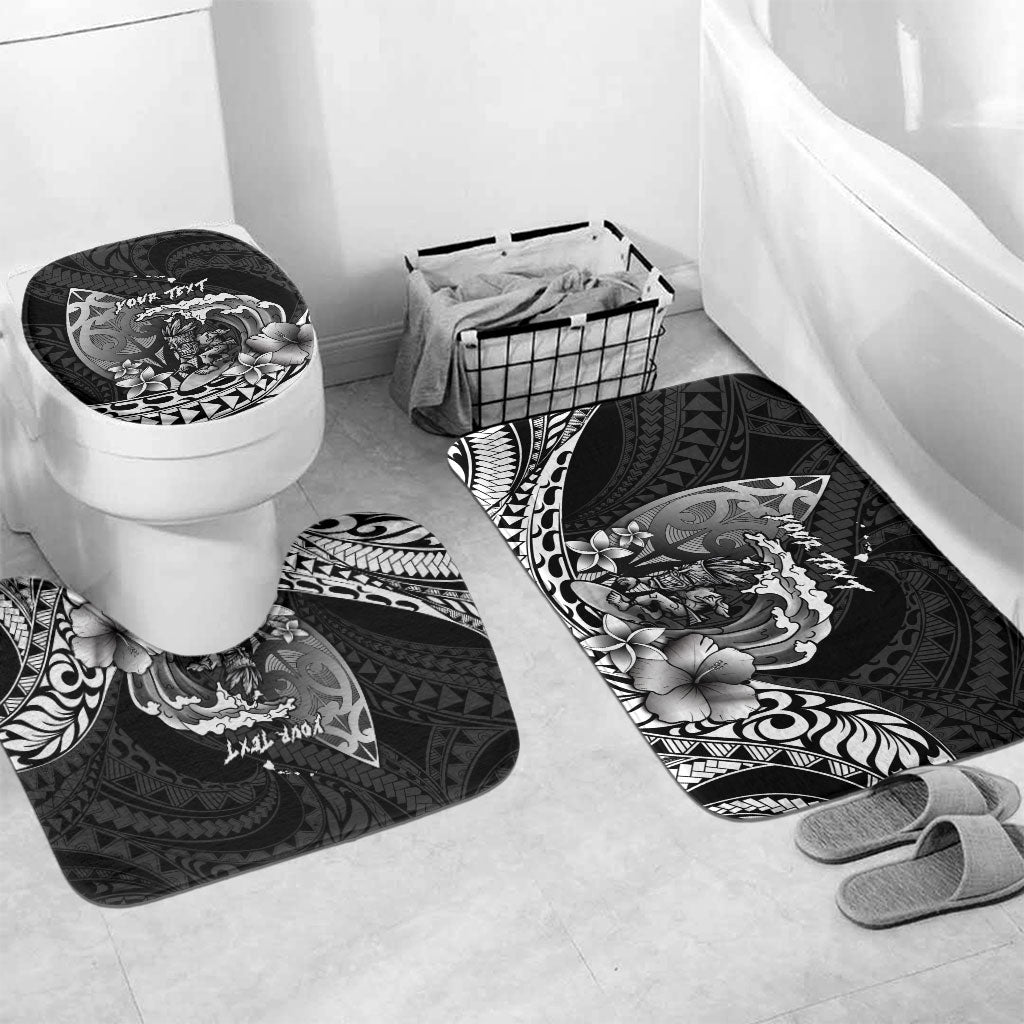 Hawaii Surfing Personalized Bathroom Set Born To Surf Tiki Hawaiian Pattern LT14 Mat Set Only (3 pcs) One Size Black - Polynesian Pride