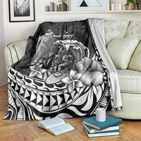 Hawaii Surfing Personalized Blanket Born To Surf Tiki Hawaiian Pattern LT14 Black - Polynesian Pride