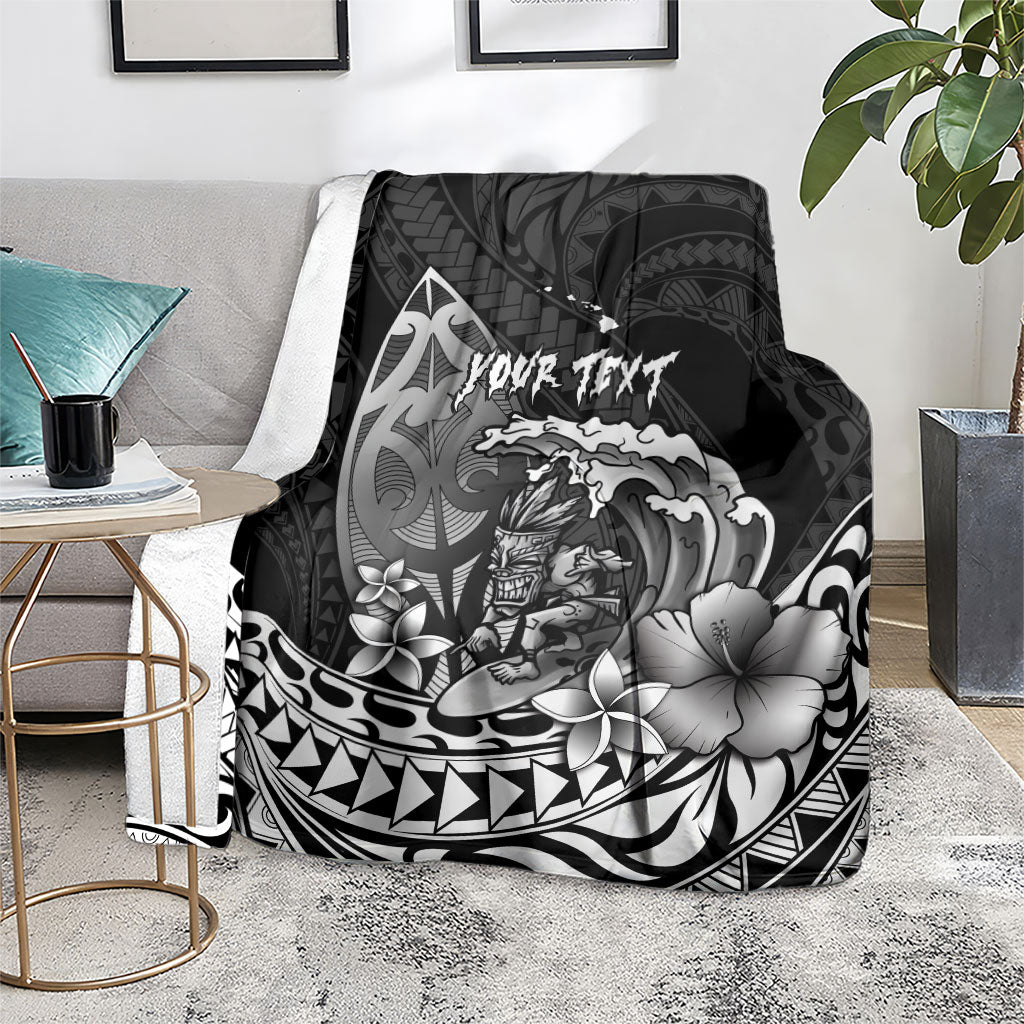 Hawaii Surfing Personalized Blanket Born To Surf Tiki Hawaiian Pattern LT14 - Polynesian Pride