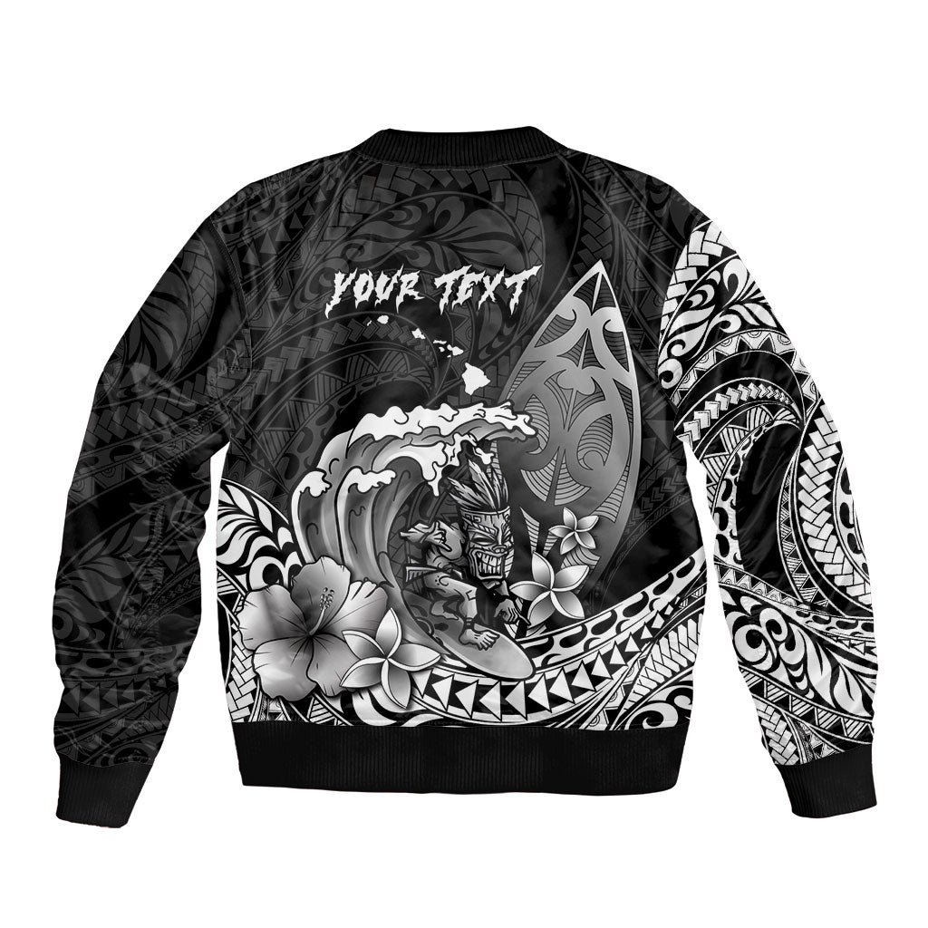 Hawaii Surfing Personalized Bomber Jacket Born To Surf Tiki Hawaiian Pattern LT14 - Polynesian Pride