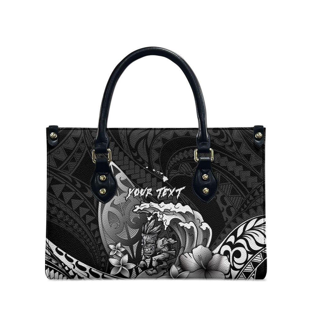 Hawaii Surfing Personalized Leather Bag Born To Surf Tiki Hawaiian Pattern LT14 - Polynesian Pride