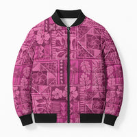 Hawaii Rainforest Beach Tropical Flowers Bomber Puffer Jacket LT14 Unisex Pink - Polynesian Pride