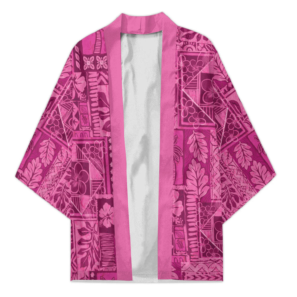 Hawaii Rainforest Beach Tropical Flowers Kimono LT14 Unisex Pink - Polynesian Pride