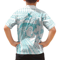 Polynesia Cervical Cancer Awareness Month Family Matching Short Sleeve Bodycon Dress and Hawaiian Shirt Polynesian Women Faith Hope Love!