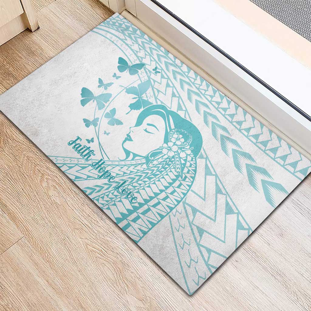 Polynesia Cervical Cancer Awareness Month Rubber Doormat Polynesian Women Faith Hope Love!