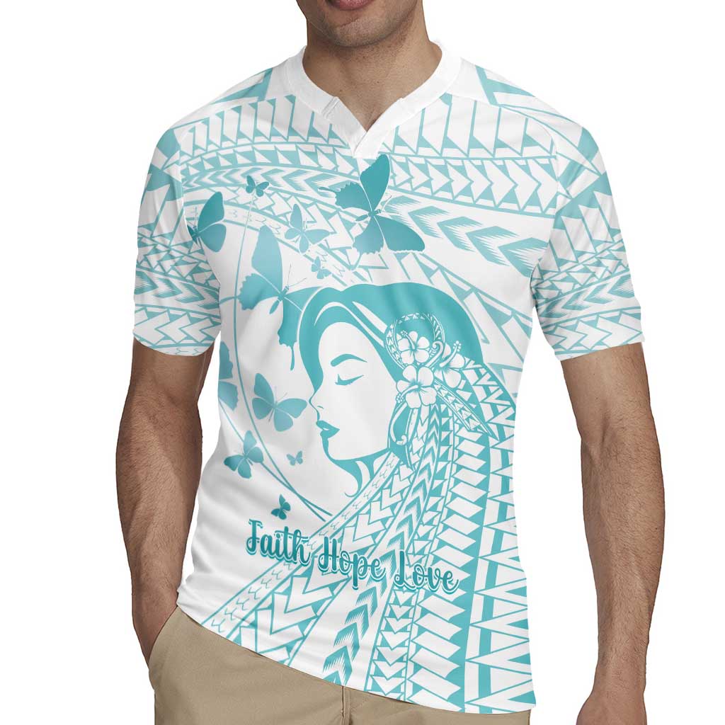 Polynesia Cervical Cancer Awareness Month Rugby Jersey Polynesian Women Faith Hope Love!